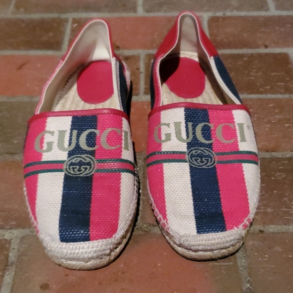 gucci logo sylvie canvas espadrille